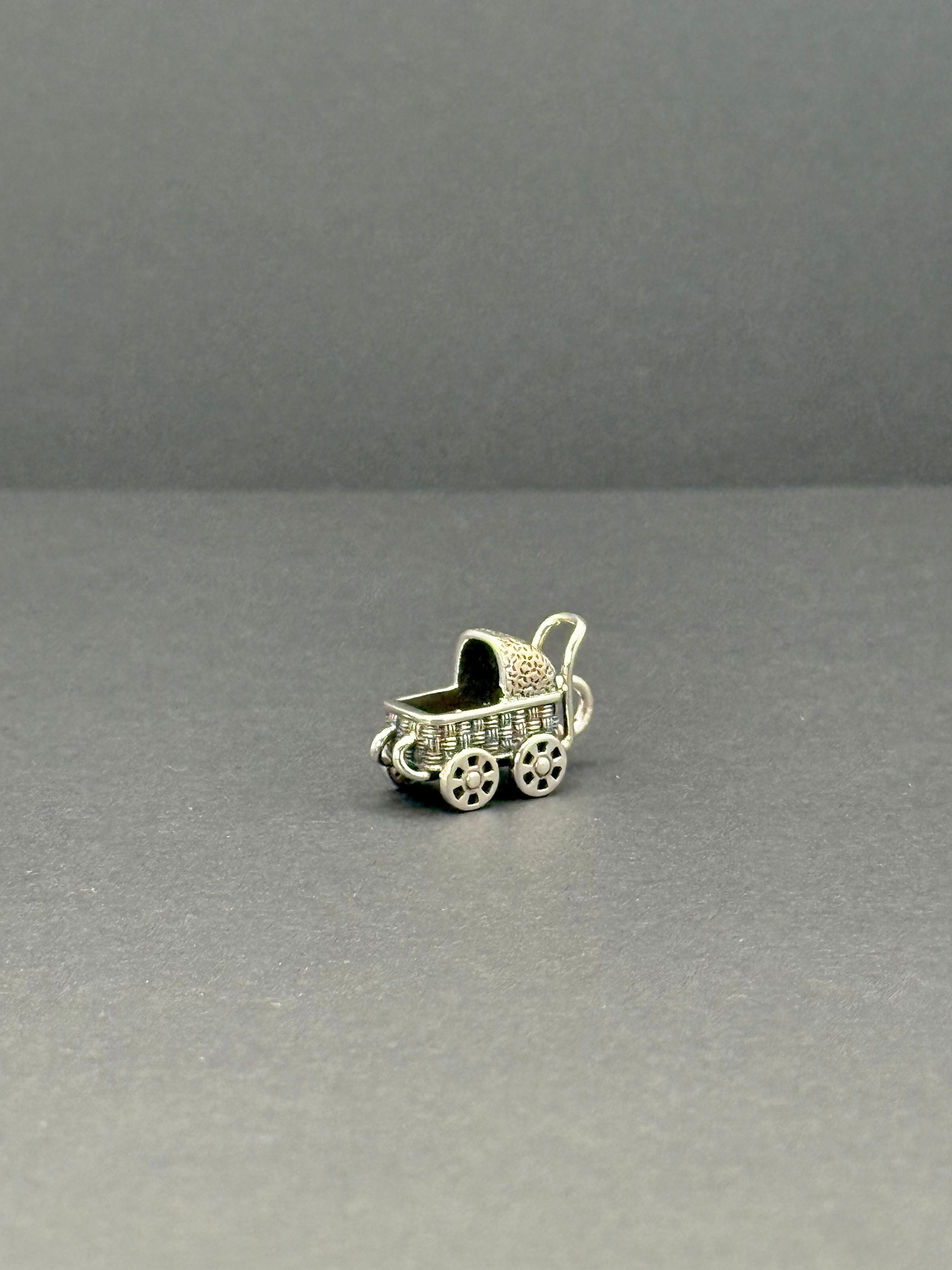 Baby Stroller Silver Charm