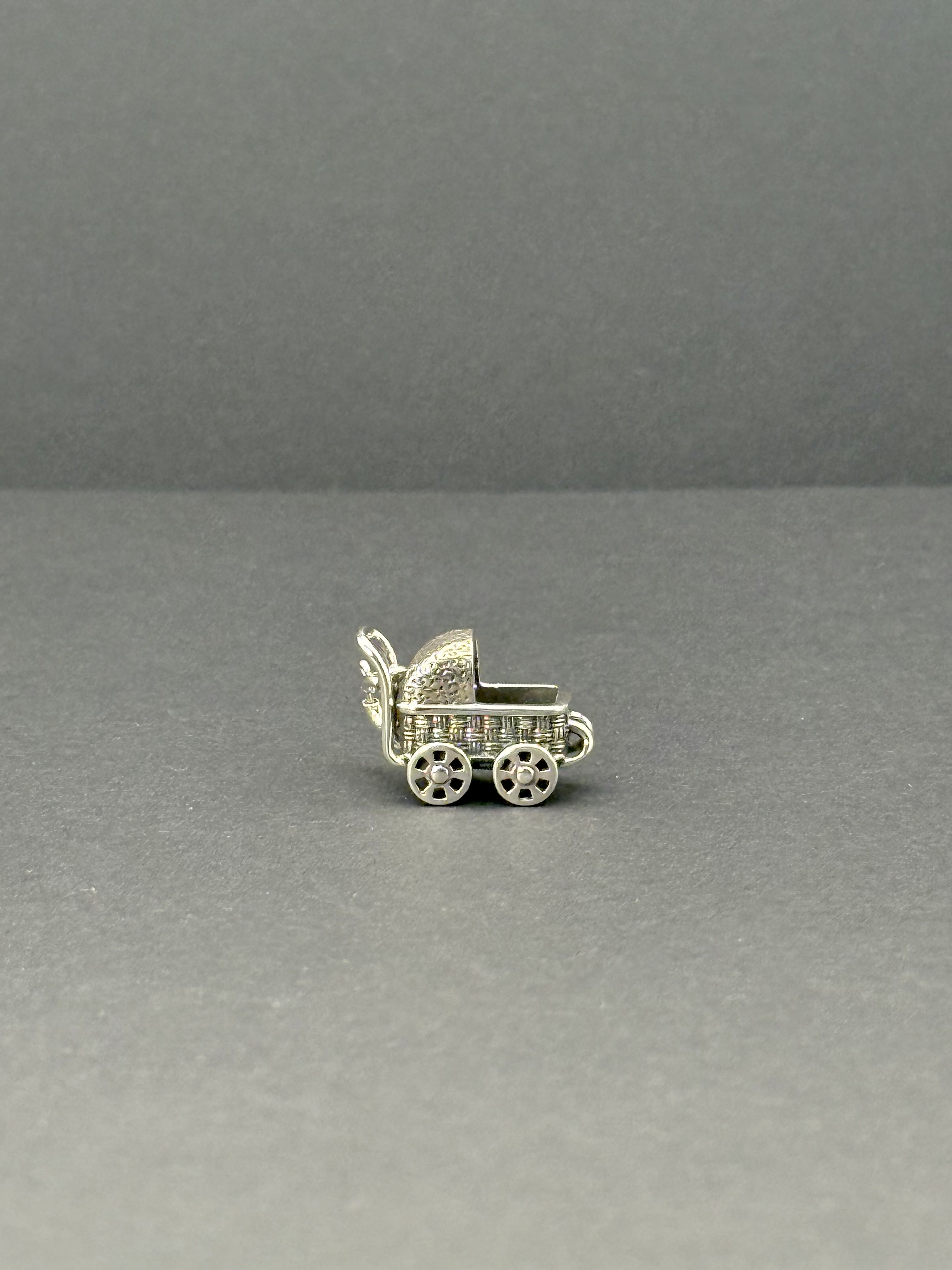 Baby Stroller Silver Charm