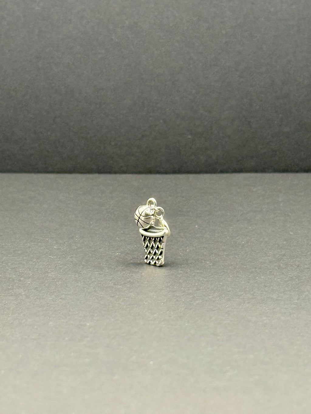 Basketball Hoop Silver Charm