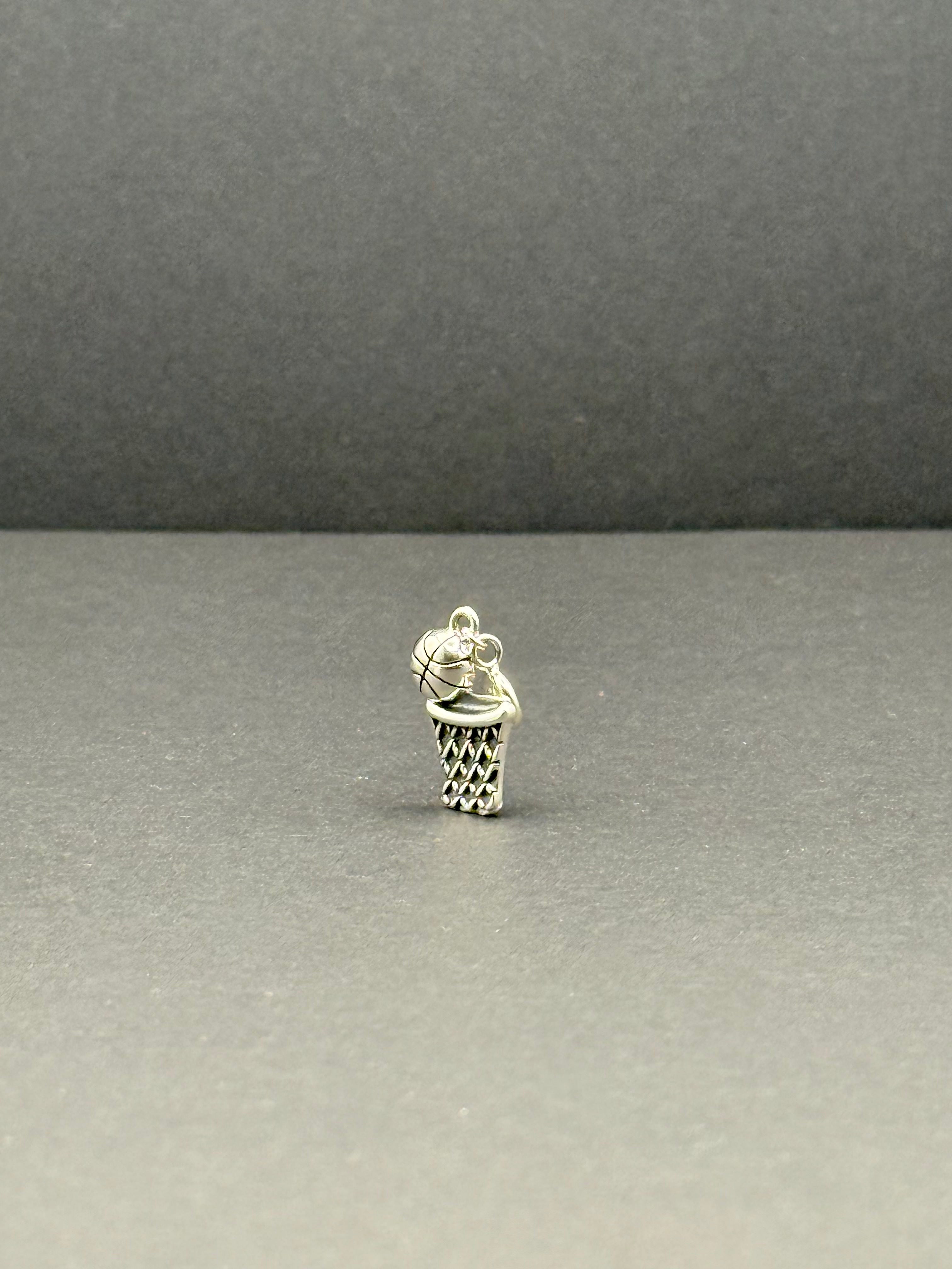 Basketball Hoop Silver Charm