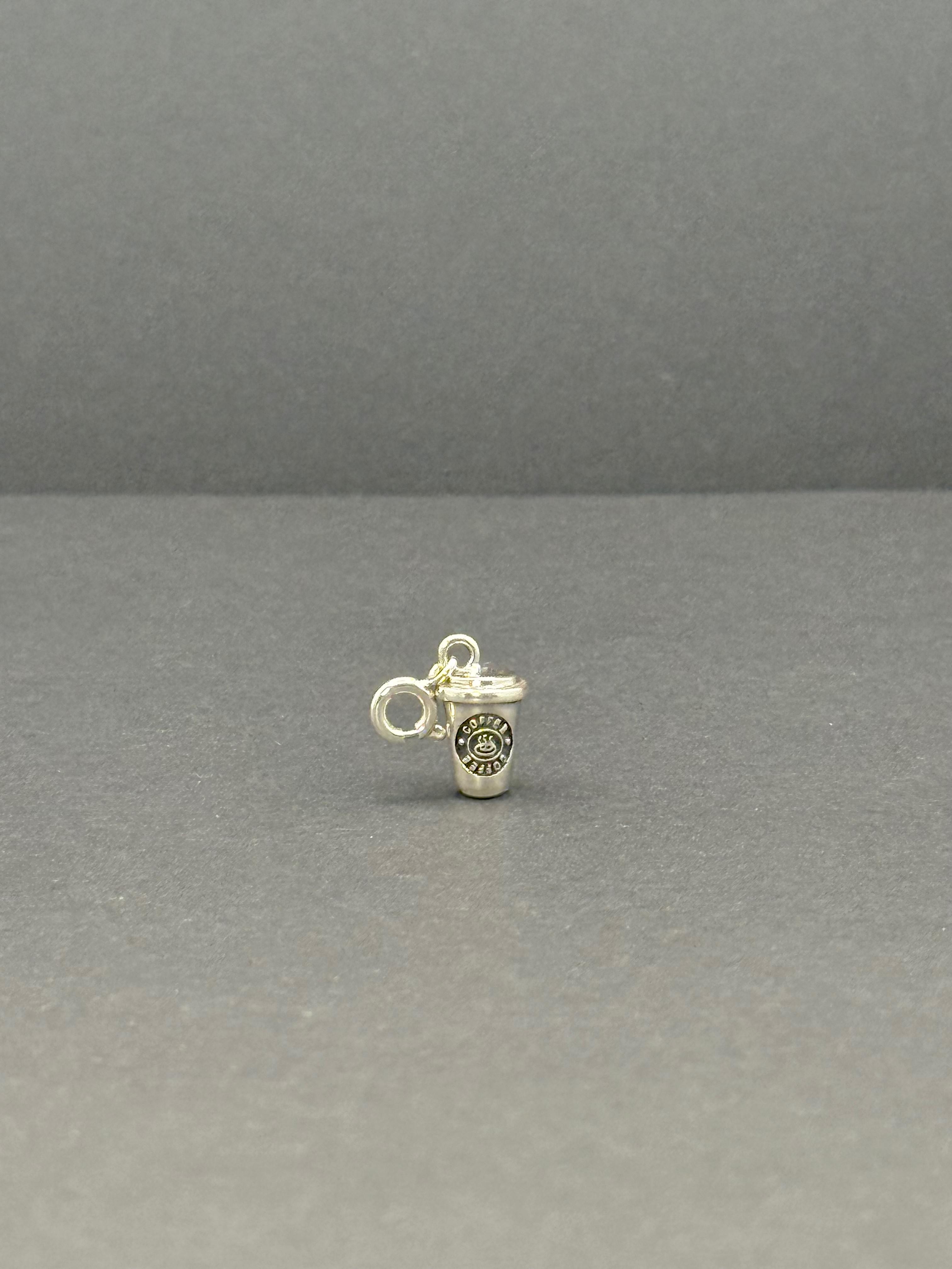 Coffee Cup Silver Charm