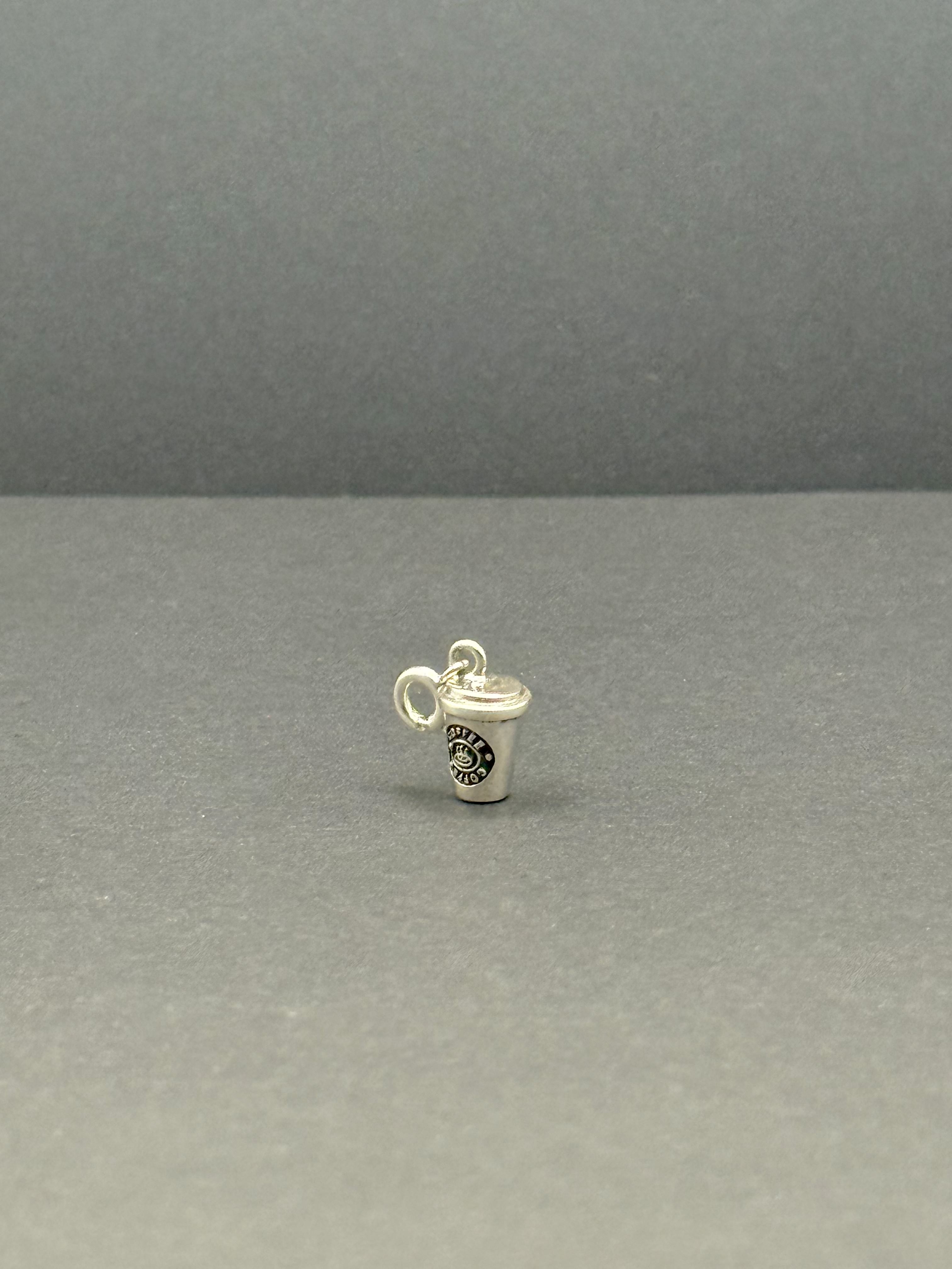 Coffee Cup Silver Charm