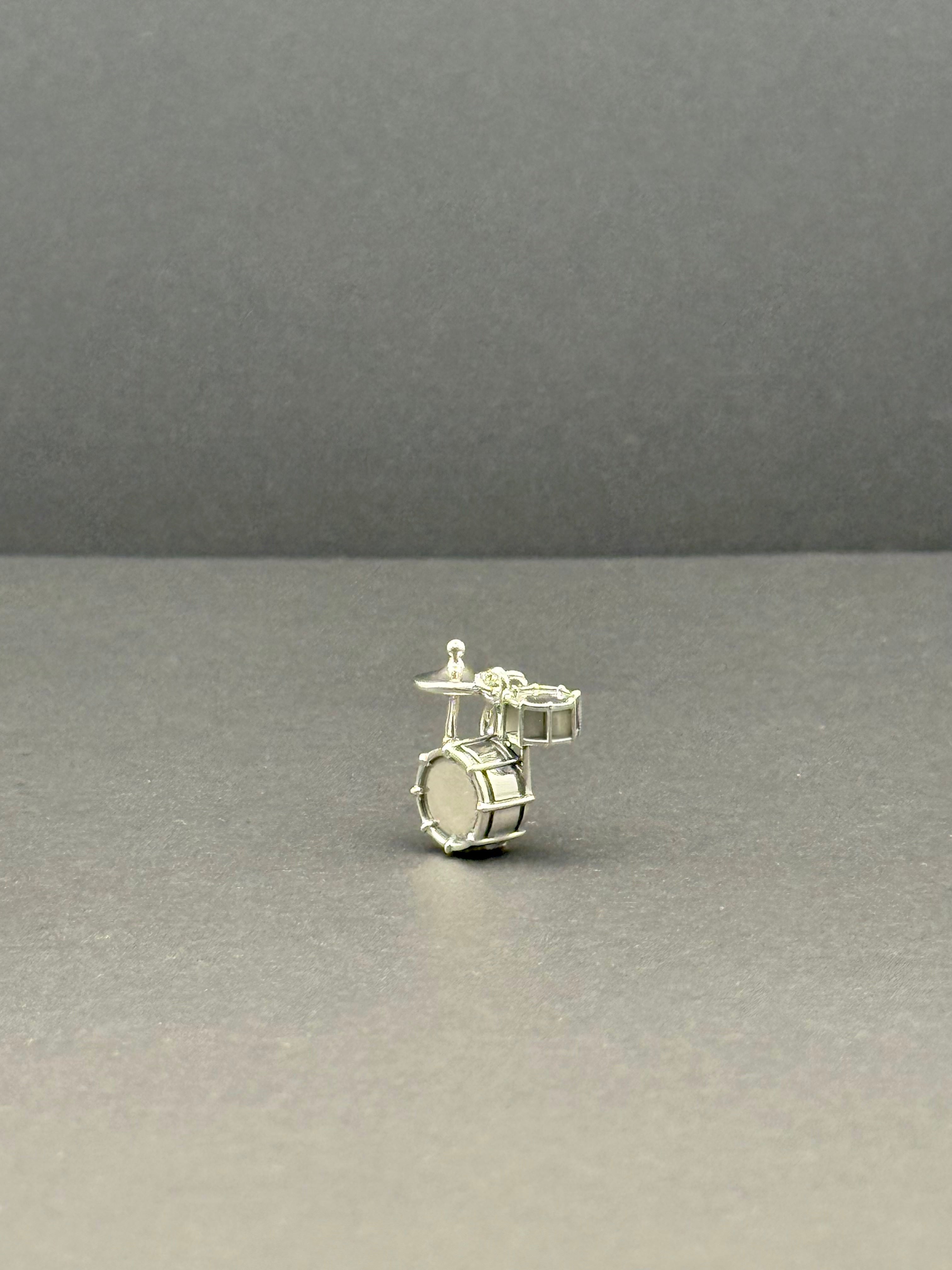 Drum Set Silver Charm