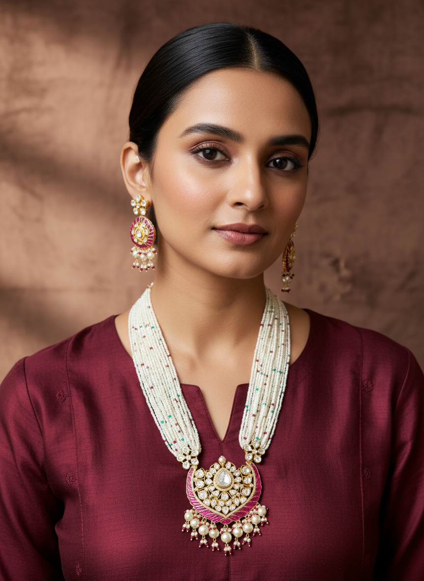 Royal Heart Pearl Necklace Set