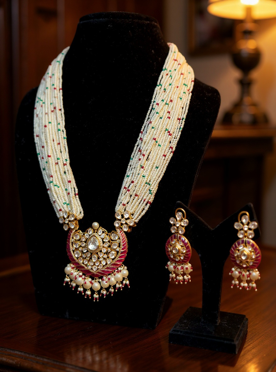 Royal Heart Pearl Necklace Set