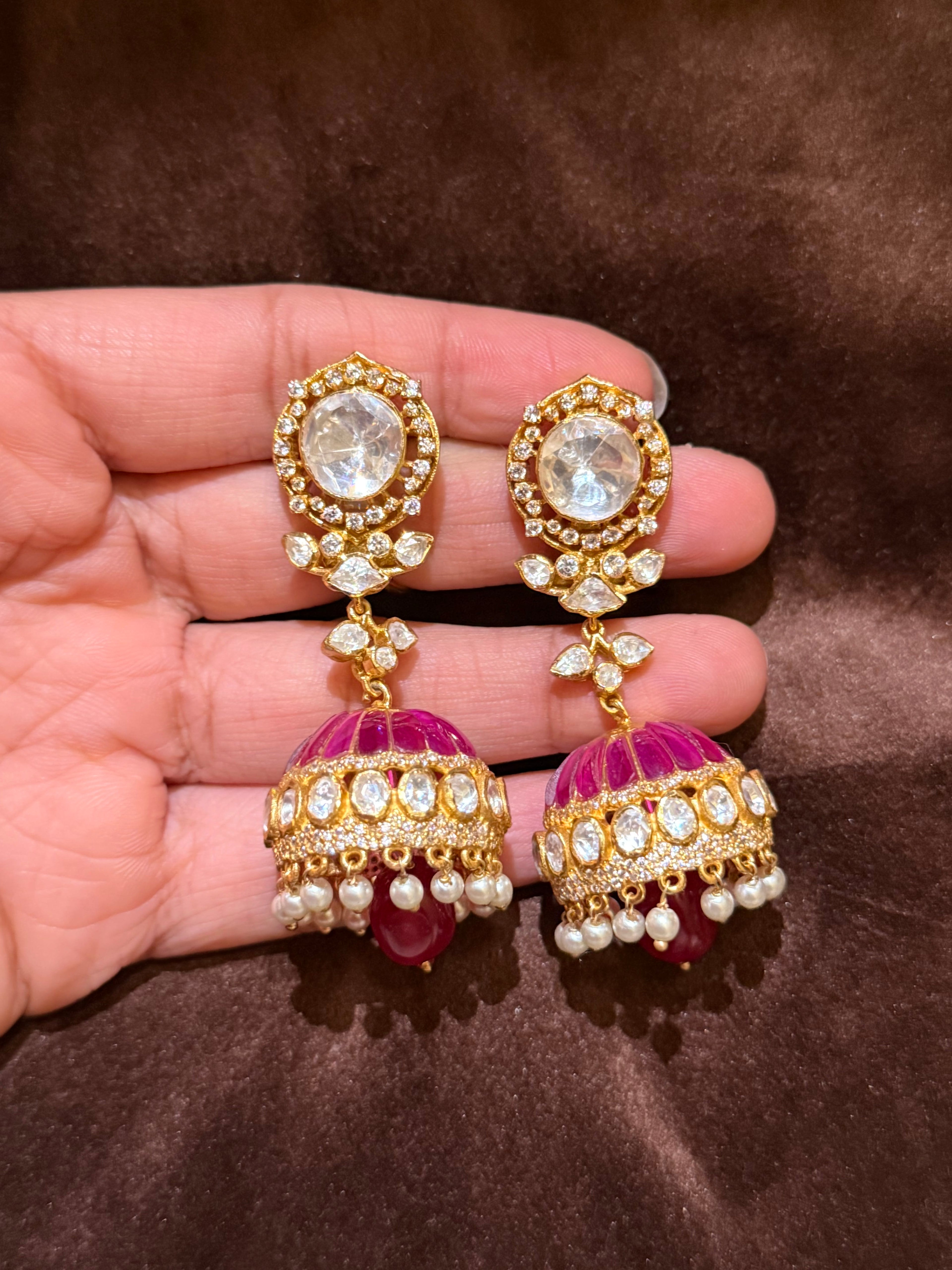 Ruby Dome Jhumkas