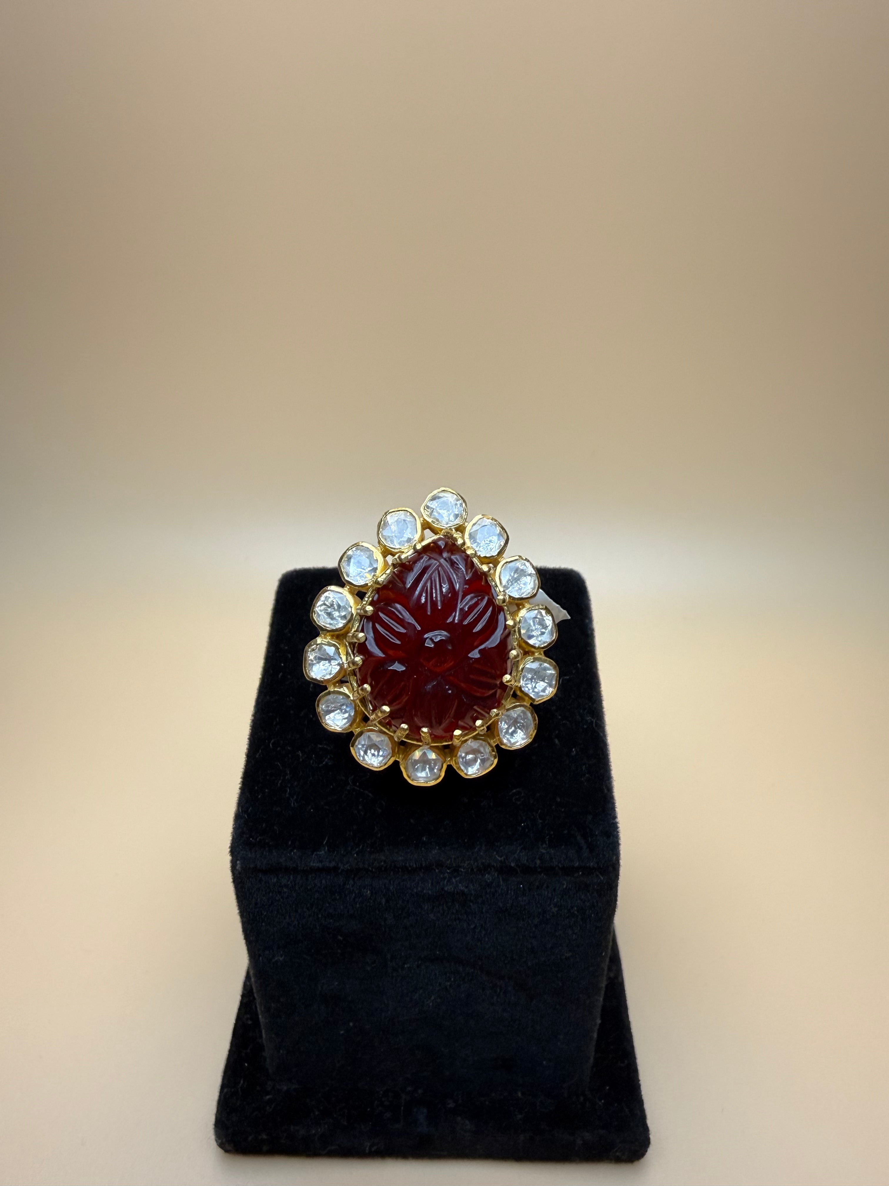 Garnet Crest Ring