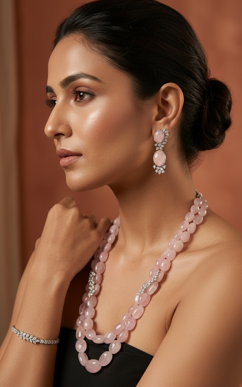 Blush Quartz Cluster Bead