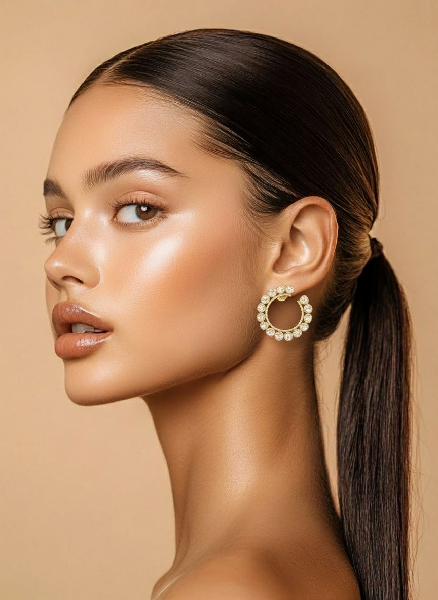 Crescent Kundan Hoops