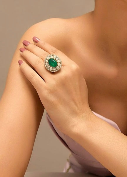 Emerald Halo Ring