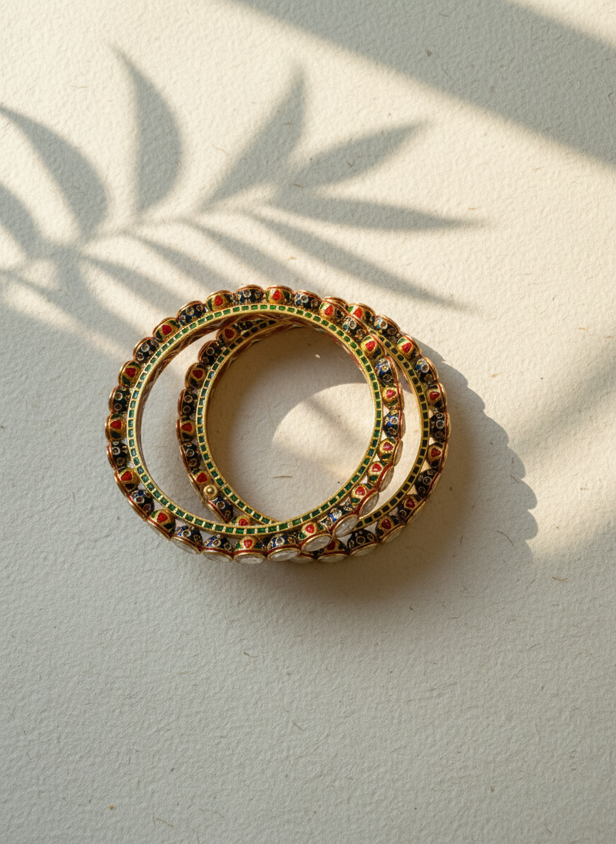 Meenakari Polki Bangles