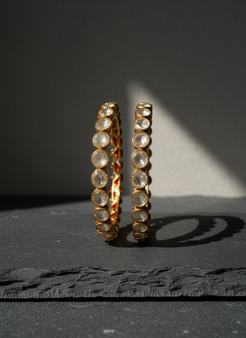 Meenakari Polki Bangles