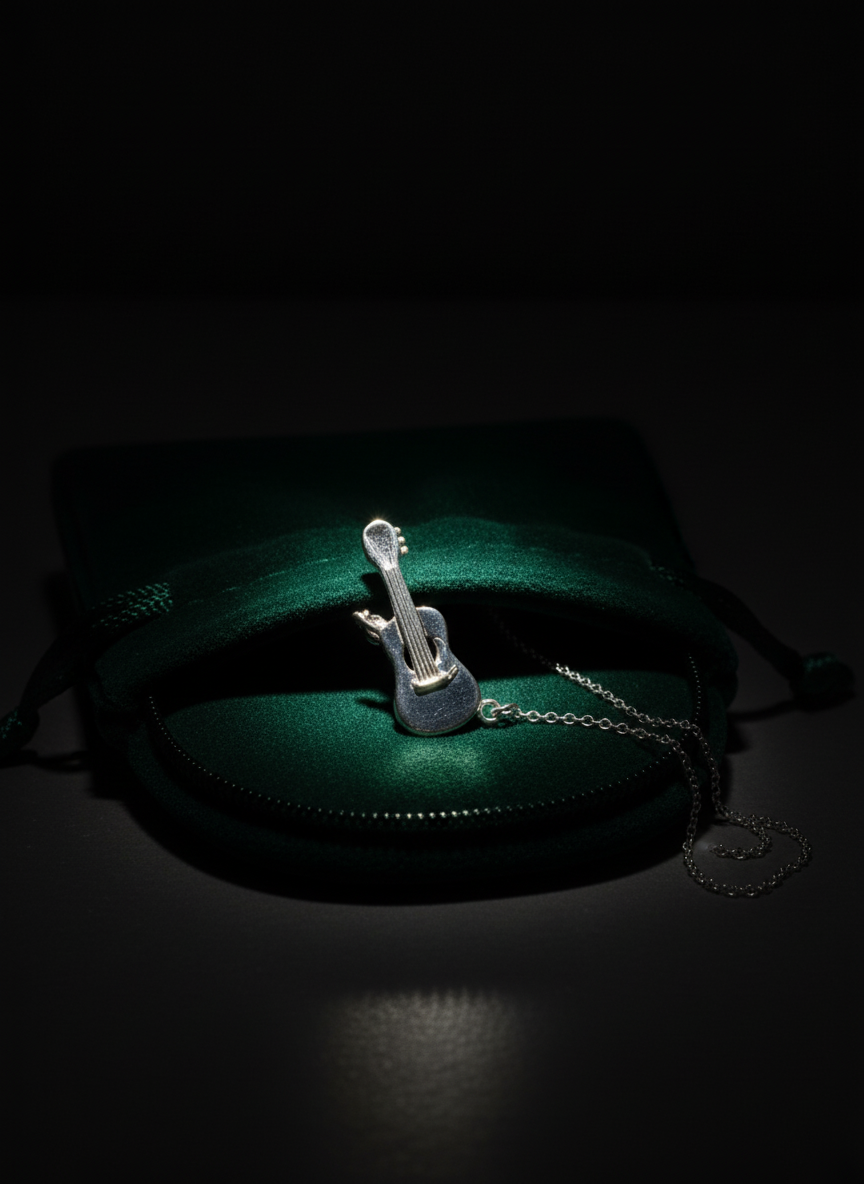 Guitar Strings Silver Charm