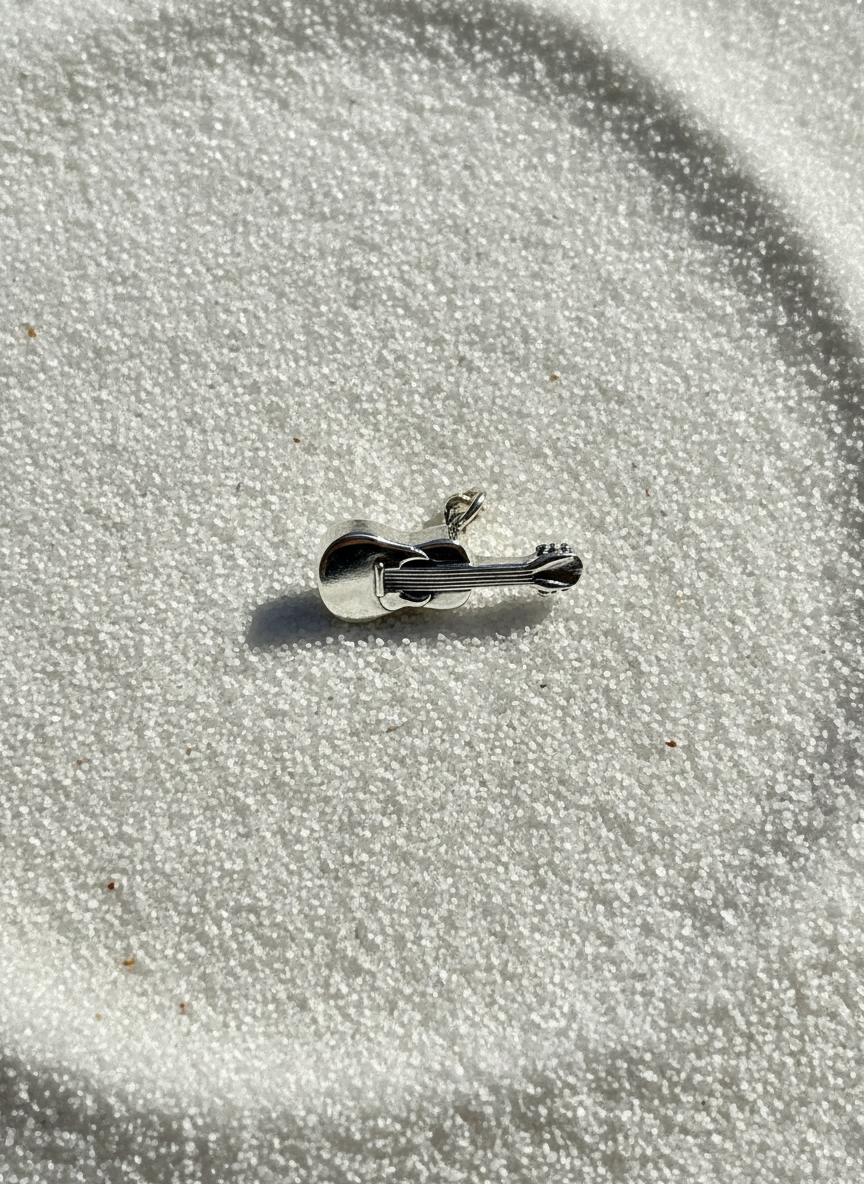 Guitar Strings Silver Charm