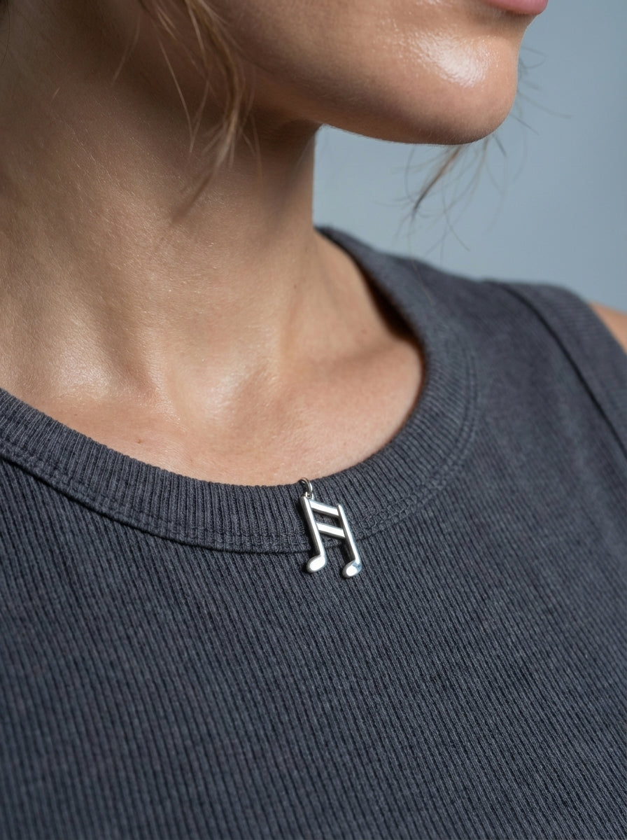 Music Note Silver Charm