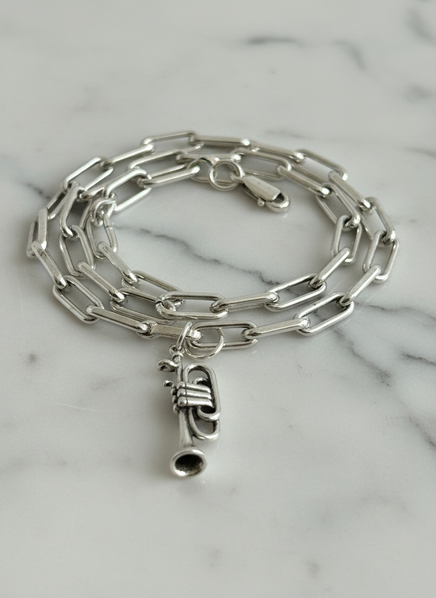 Trumpet Silver Charm