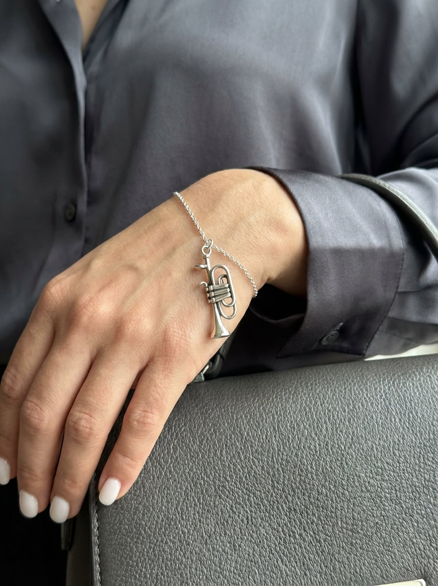 Trumpet Silver Charm