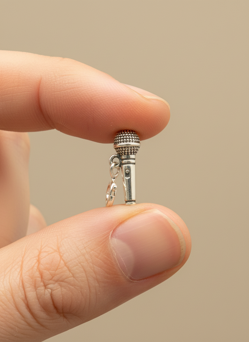 Microphone Silver Charm