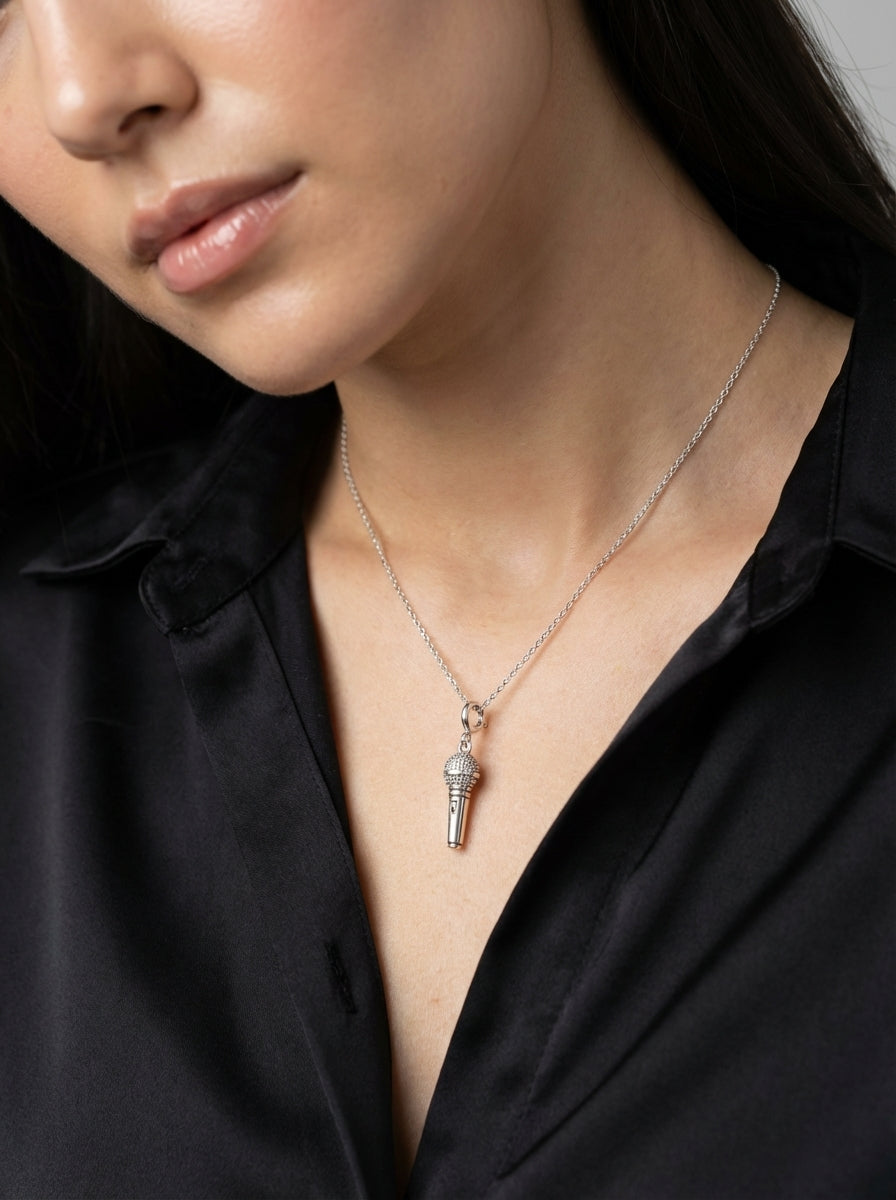 Microphone Silver Charm