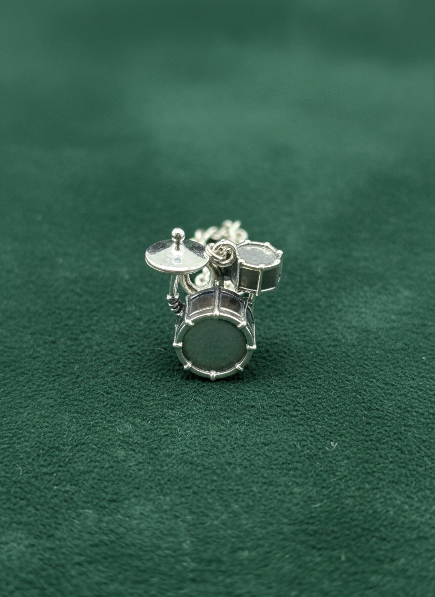 Drum Set Silver Charm