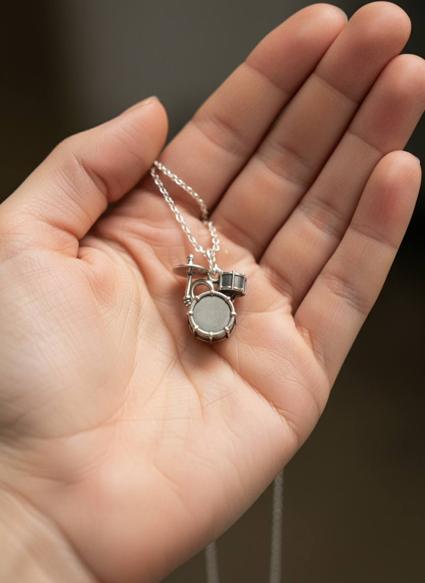 Drum Set Silver Charm