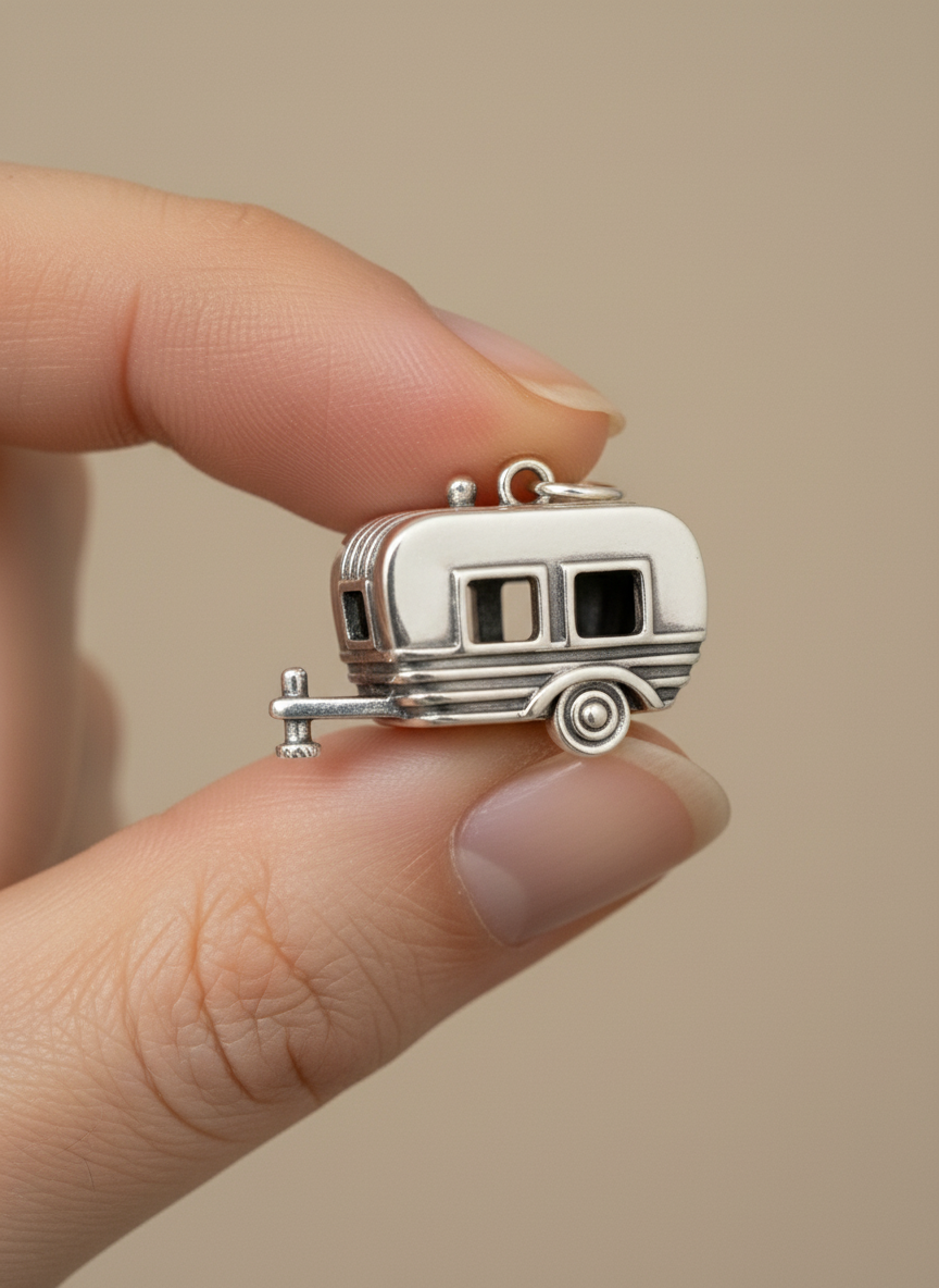 Camper Van Silver Charm