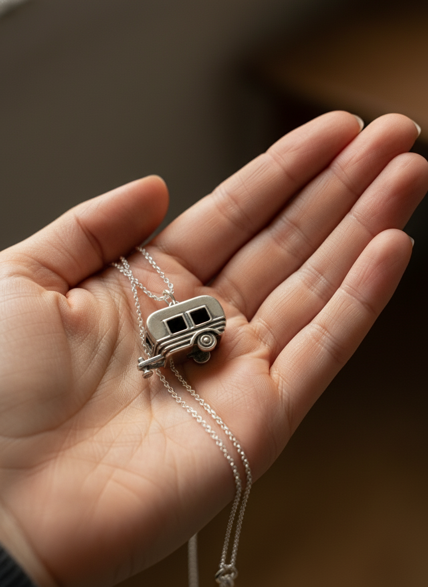 Camper Van Silver Charm