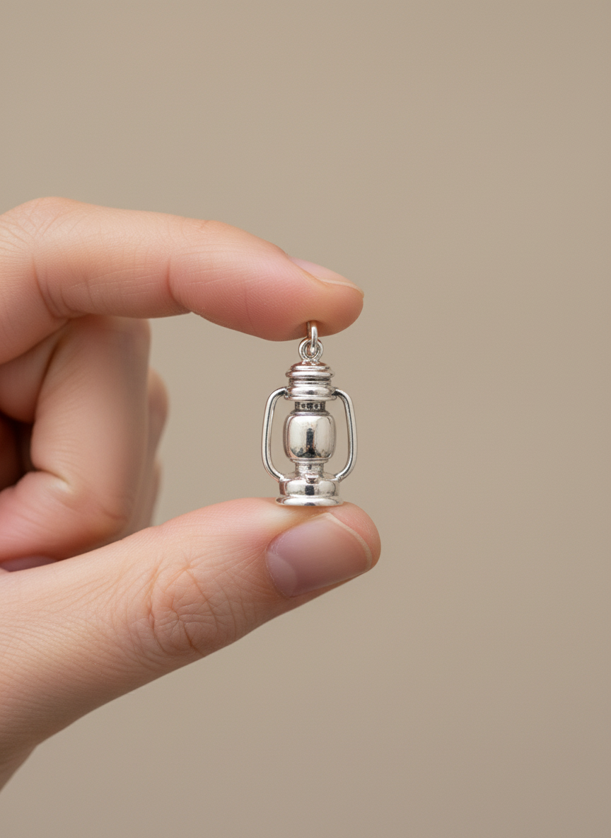 Lantern Silver Charm