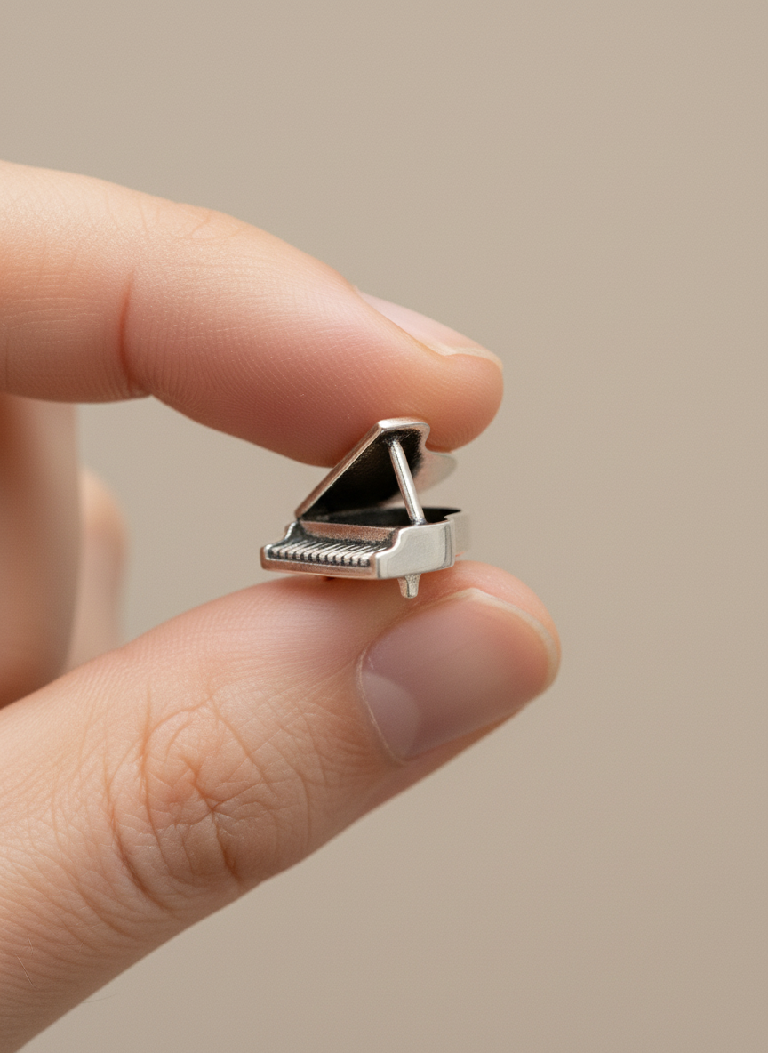 Piano Silver Charm