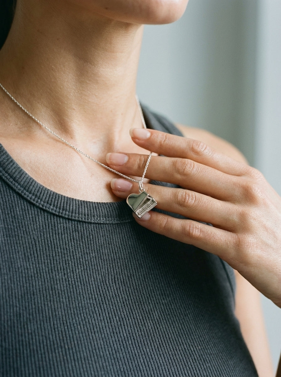 Piano Silver Charm