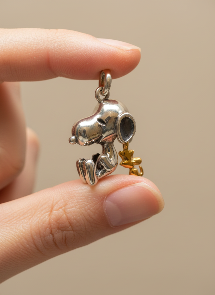 Snoopy Dog Silver Charm