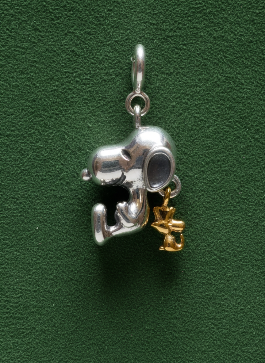 Snoopy Dog Silver Charm