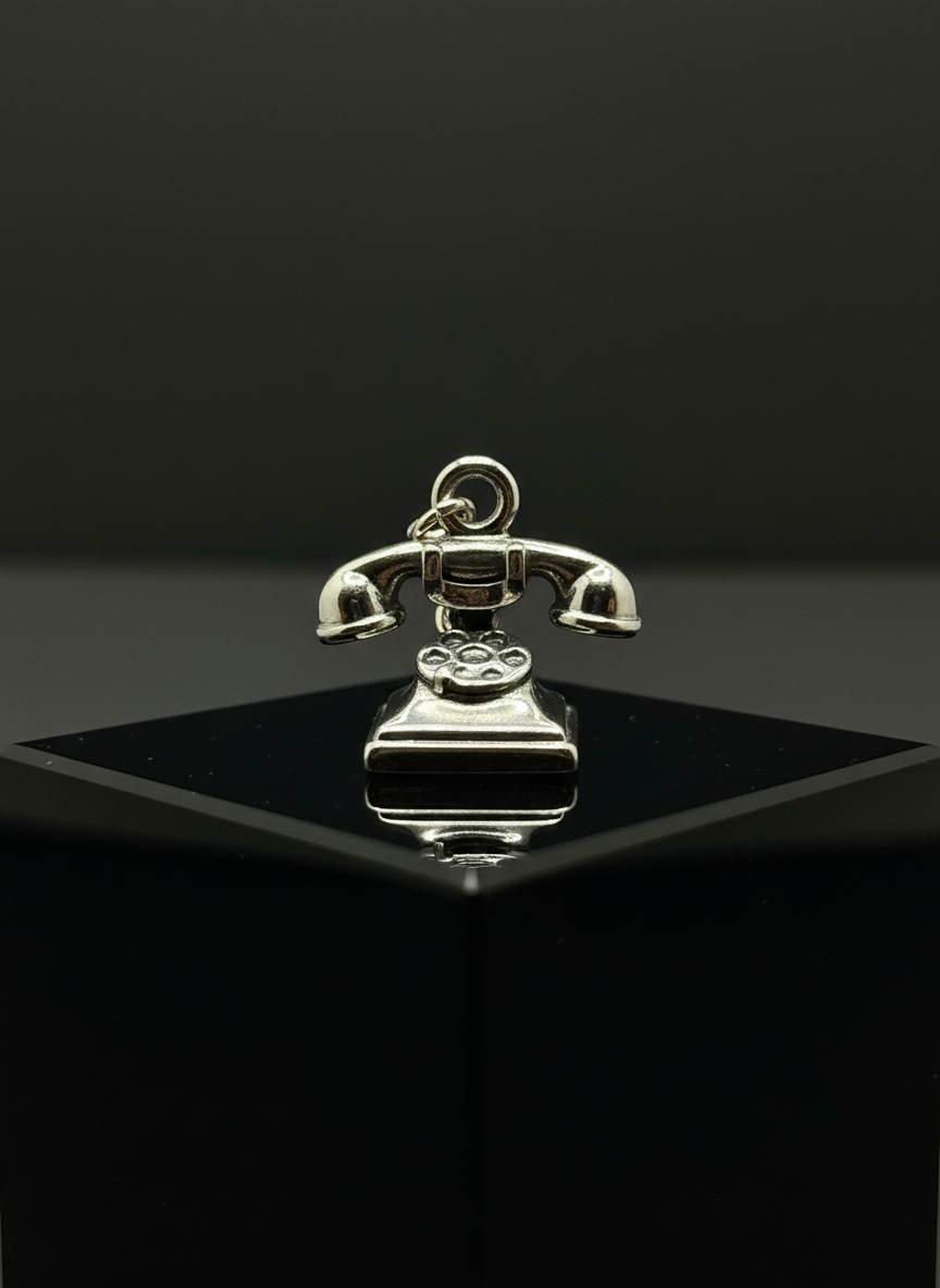 Vintage Telephone Silver Charm