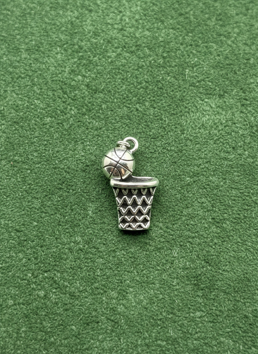 Basketball Hoop Silver Charm