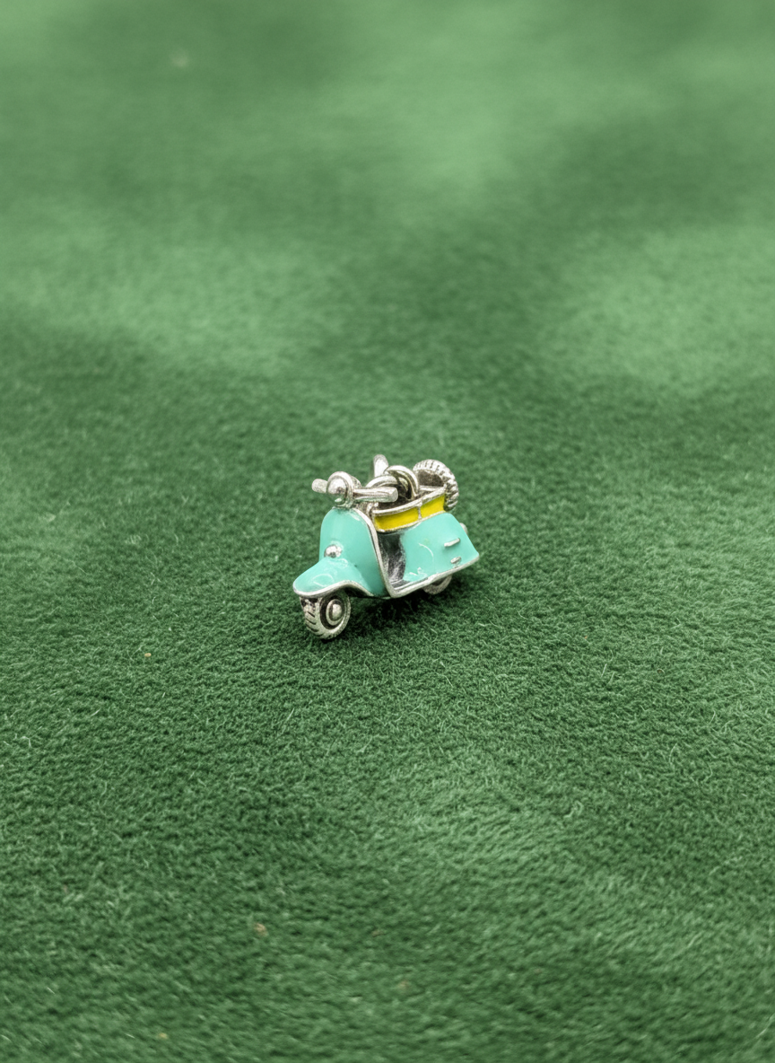 Enamel Scooter Silver Charm