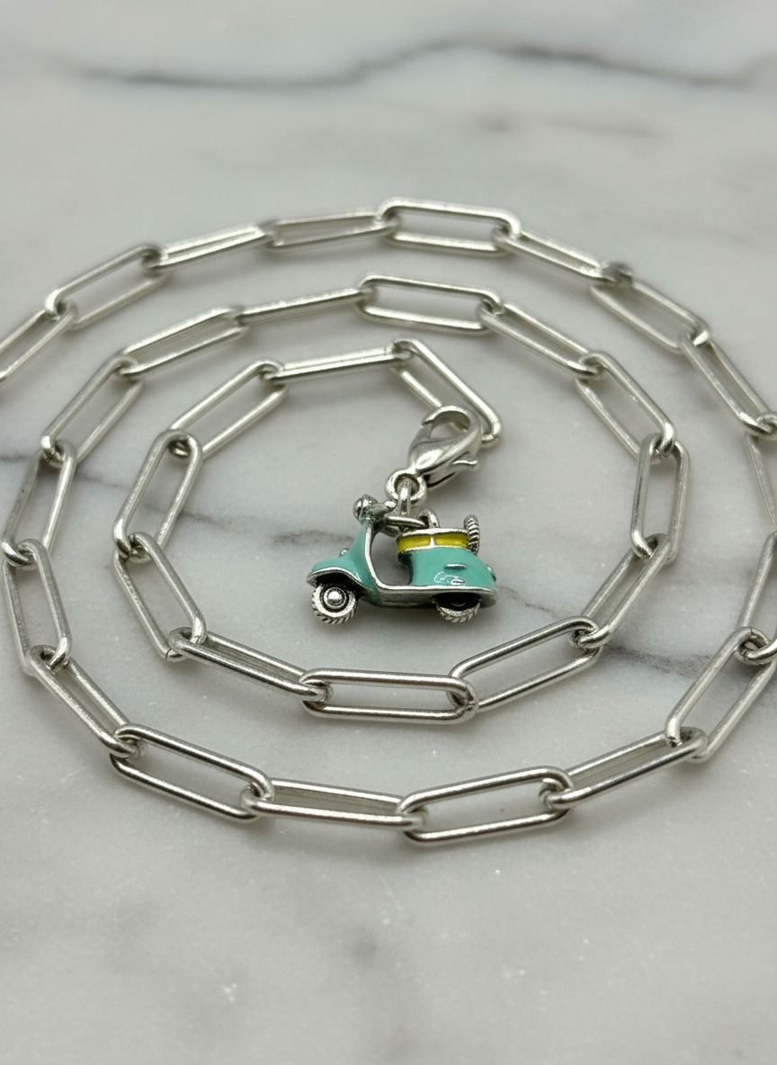 Enamel Scooter Silver Charm