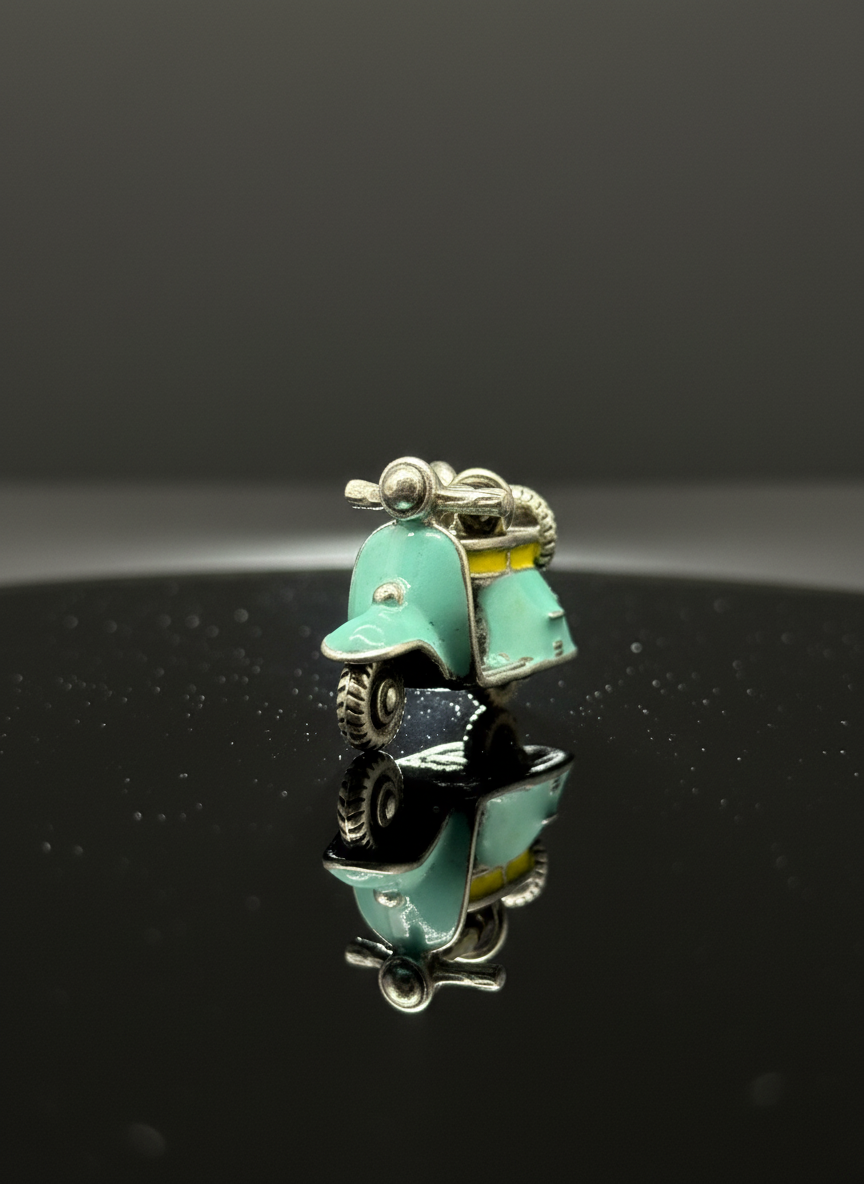 Enamel Scooter Silver Charm
