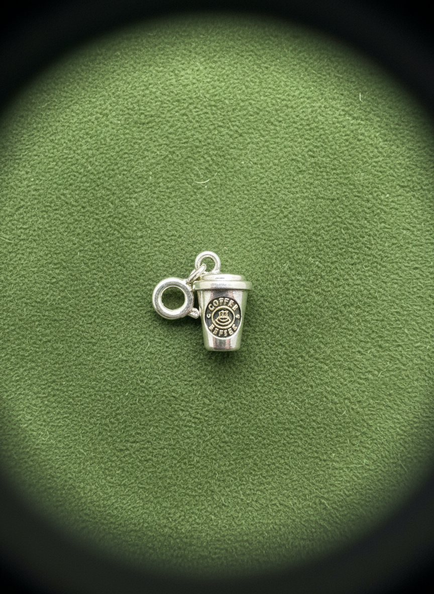 Coffee Cup Silver Charm