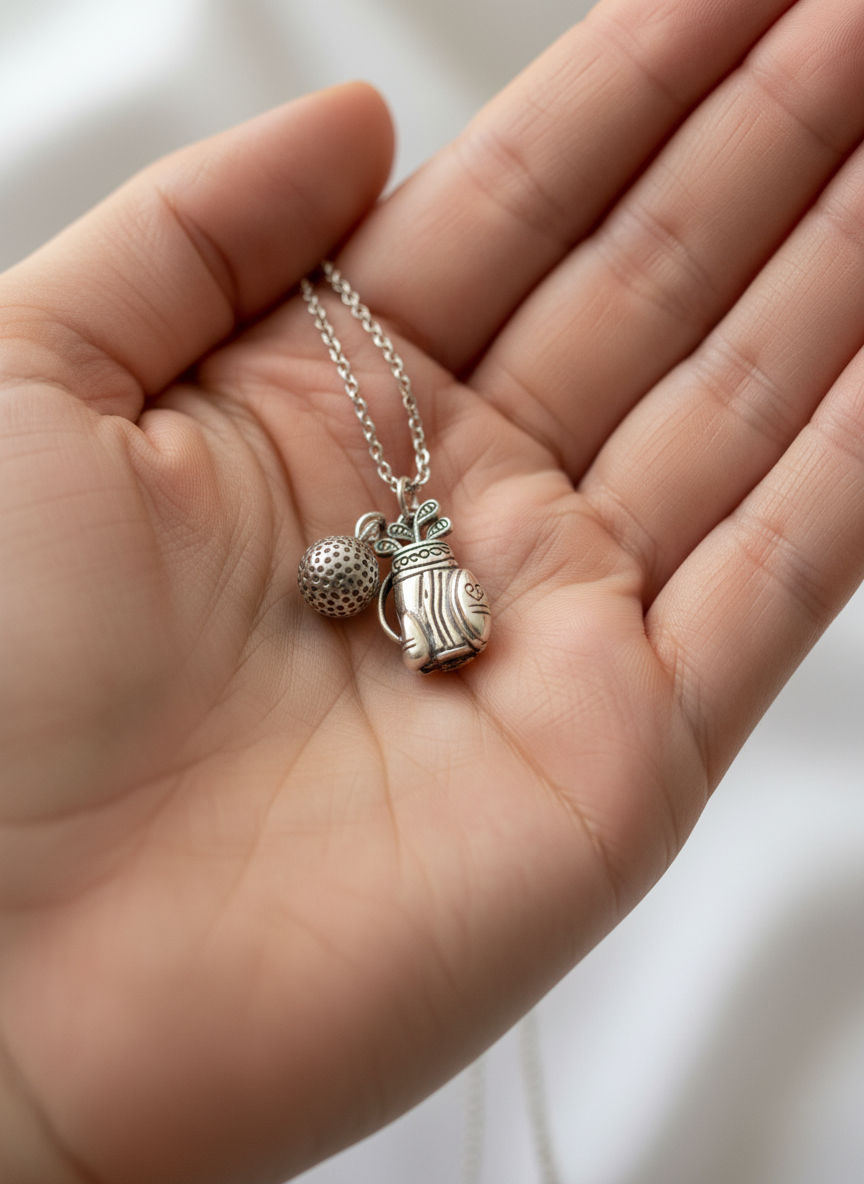 Golfer’s Spirit Bag Silver Charm