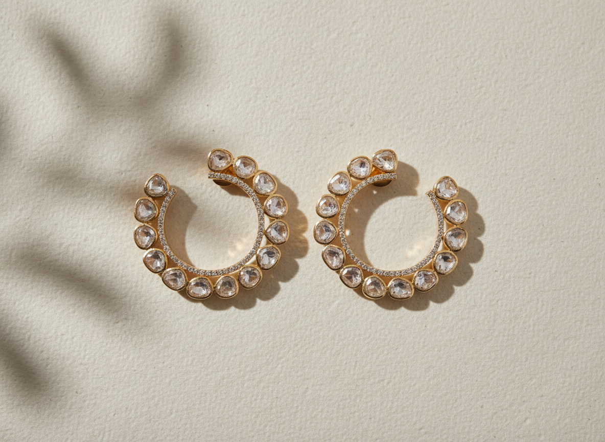 Crescent Kundan Hoops