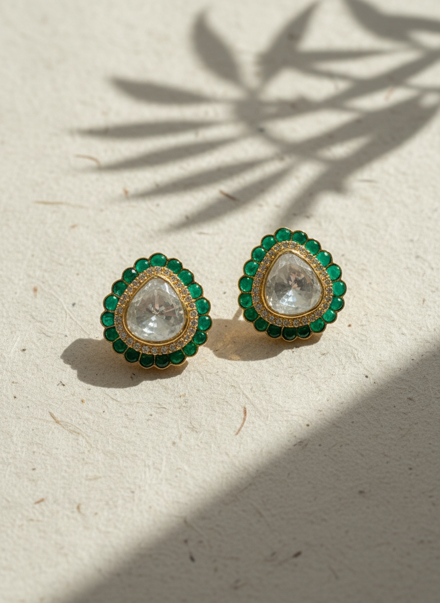 Emerald Crown Studs