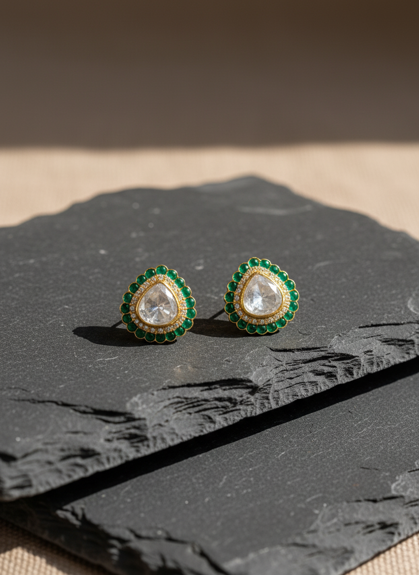 Emerald Crown Studs