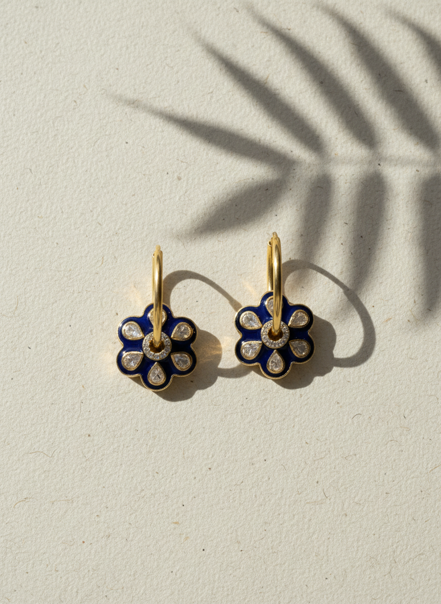 Sapphire Bloom Hoops