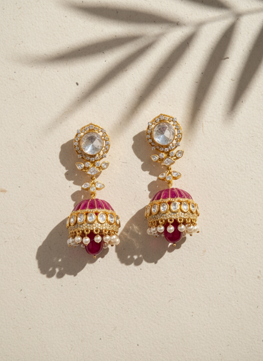 Ruby Dome Jhumkas