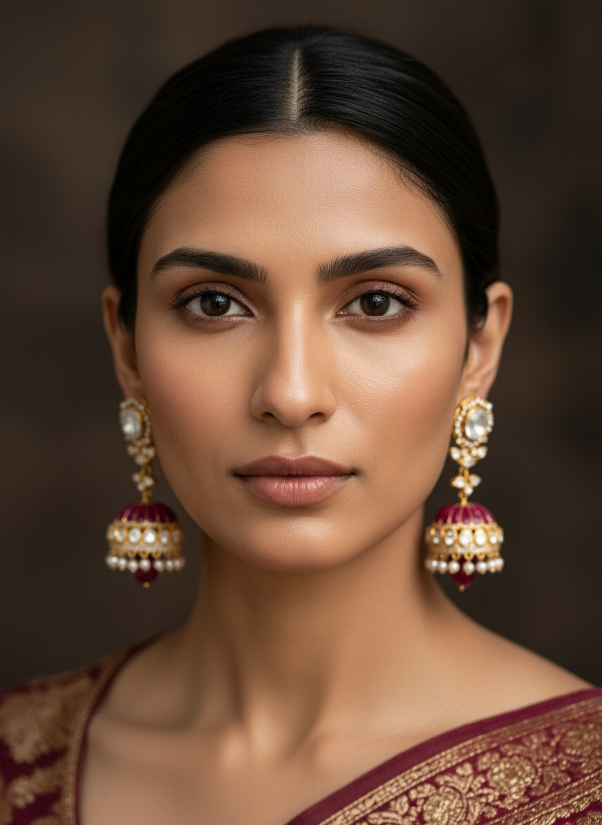 Ruby Dome Jhumkas