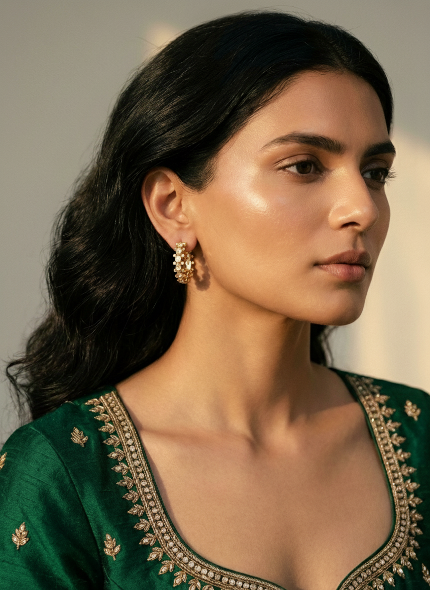 Gilded Kundan Hoops