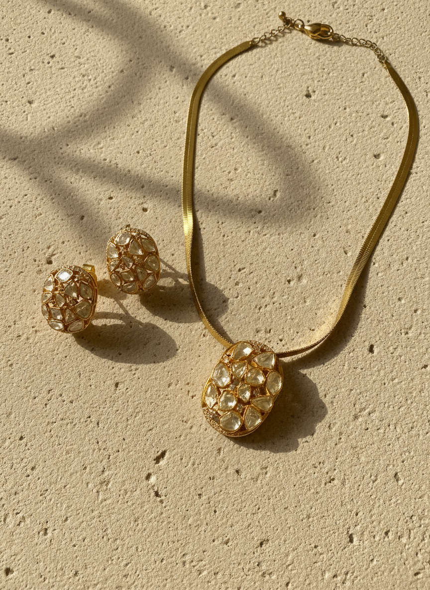 Gilded Cluster Necklace Set