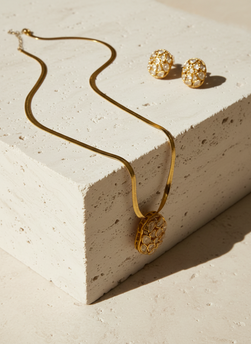 Gilded Cluster Necklace Set