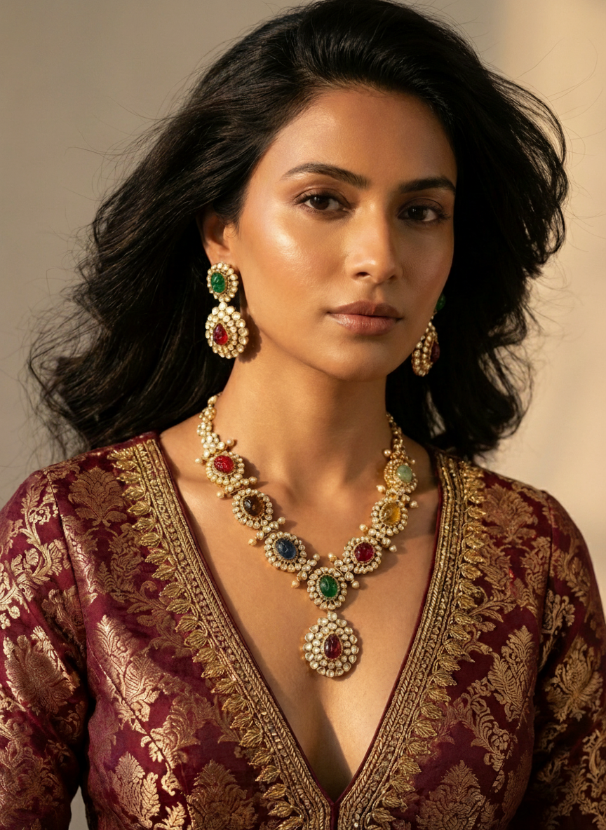 Navratna Regal Necklace Set