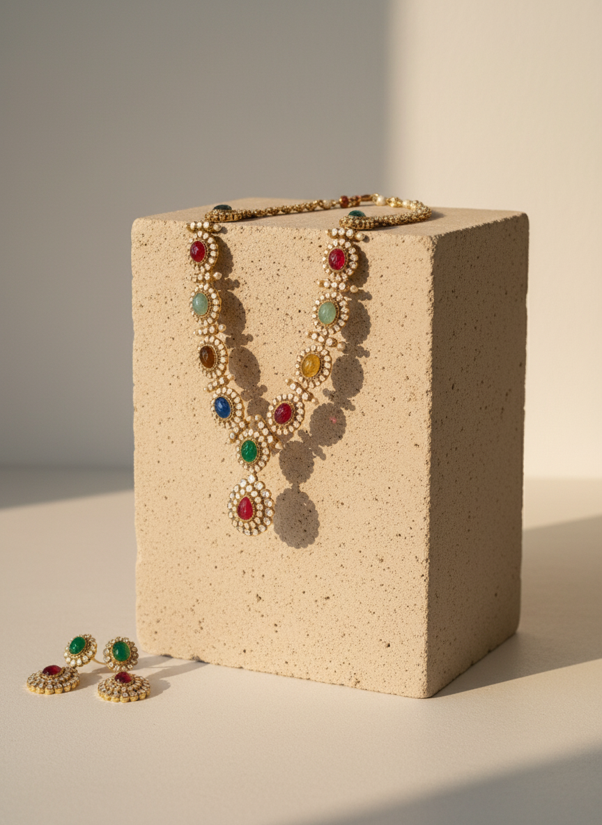 Navratna Regal Necklace Set